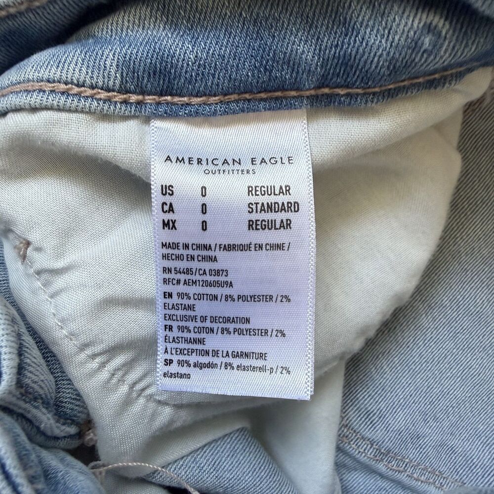 American Eagle Next Level Stretch Skinny Jeans Distressed Light Wash Size 0 Reg - Picture 3 of 8